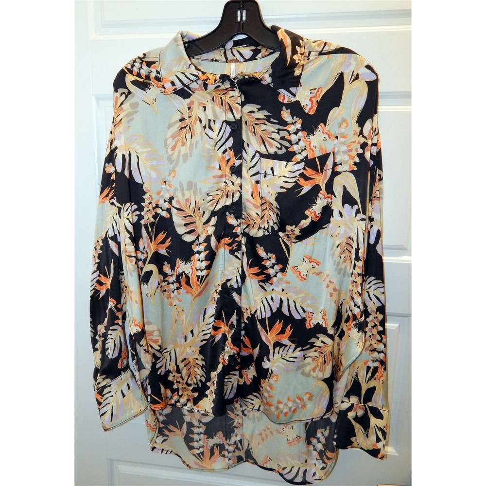 Free People Butterfly‎ Bird of Paradise Long Sleeve Top Button Down Blouse sz S